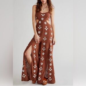 Free People Embroidered Jumpsuit Geo Daze XS NWOT